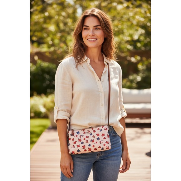 Coach CROSSBODY IN TEA ROSE FLORAL COATED CANVAS F57628 W/ Matching Wallet - Picture 2 of 16